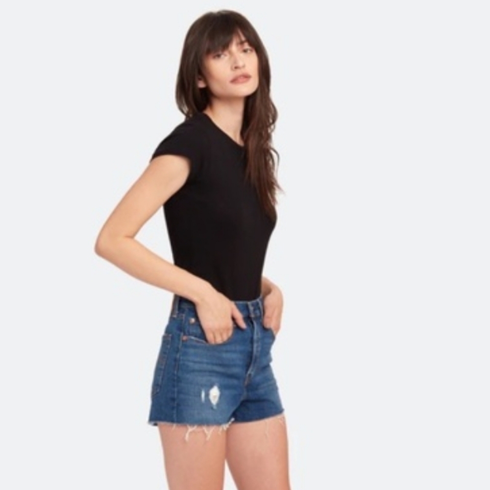 Levi's 501 Blue Jean Shorts Distressed High Rise - Size 25 Excellent Condition